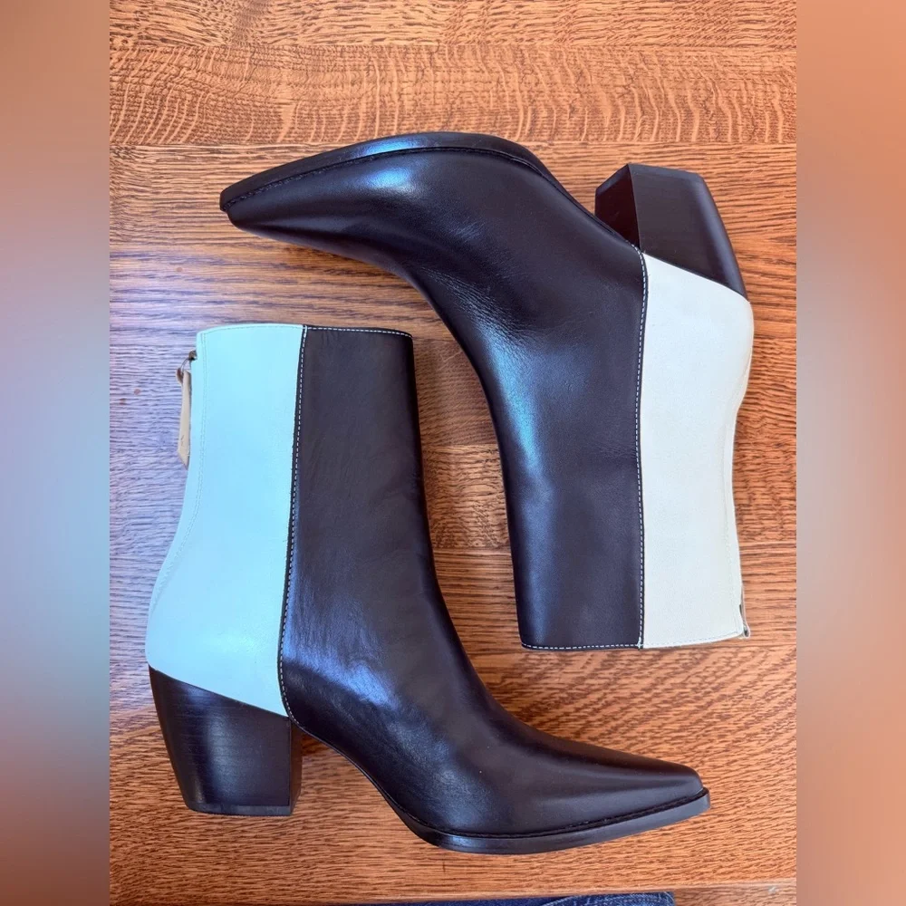 MATISSE Carson Leather Boots Western Pointed Toe Colorblock Block Heel‎ Soft 7 - Picture 7 of 13